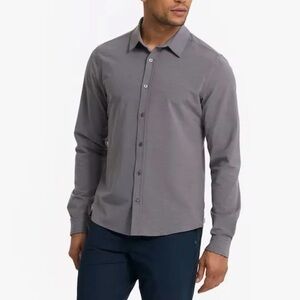 Vuori Bridge Button Down Collared Shirt Gray Long Sleeve Stretch Casual Mens L